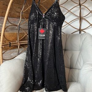 Sequin black dress NWT size L